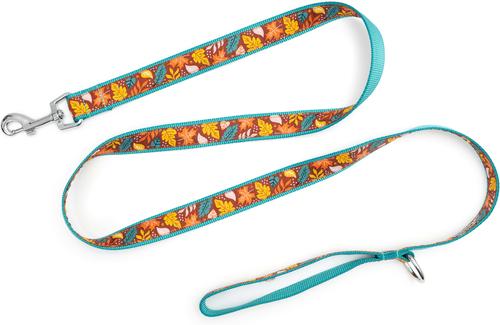 Show full view: The Worthy Dog Falling Leaves Dog Leash, Red, Large: 5-ft long, 1-in wide slide 2 of 3