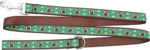 Show full view: The Worthy Dog Football Field Dog Leash, Green, Small: 5-ft long, 5/8-in wide slide 3 of 3