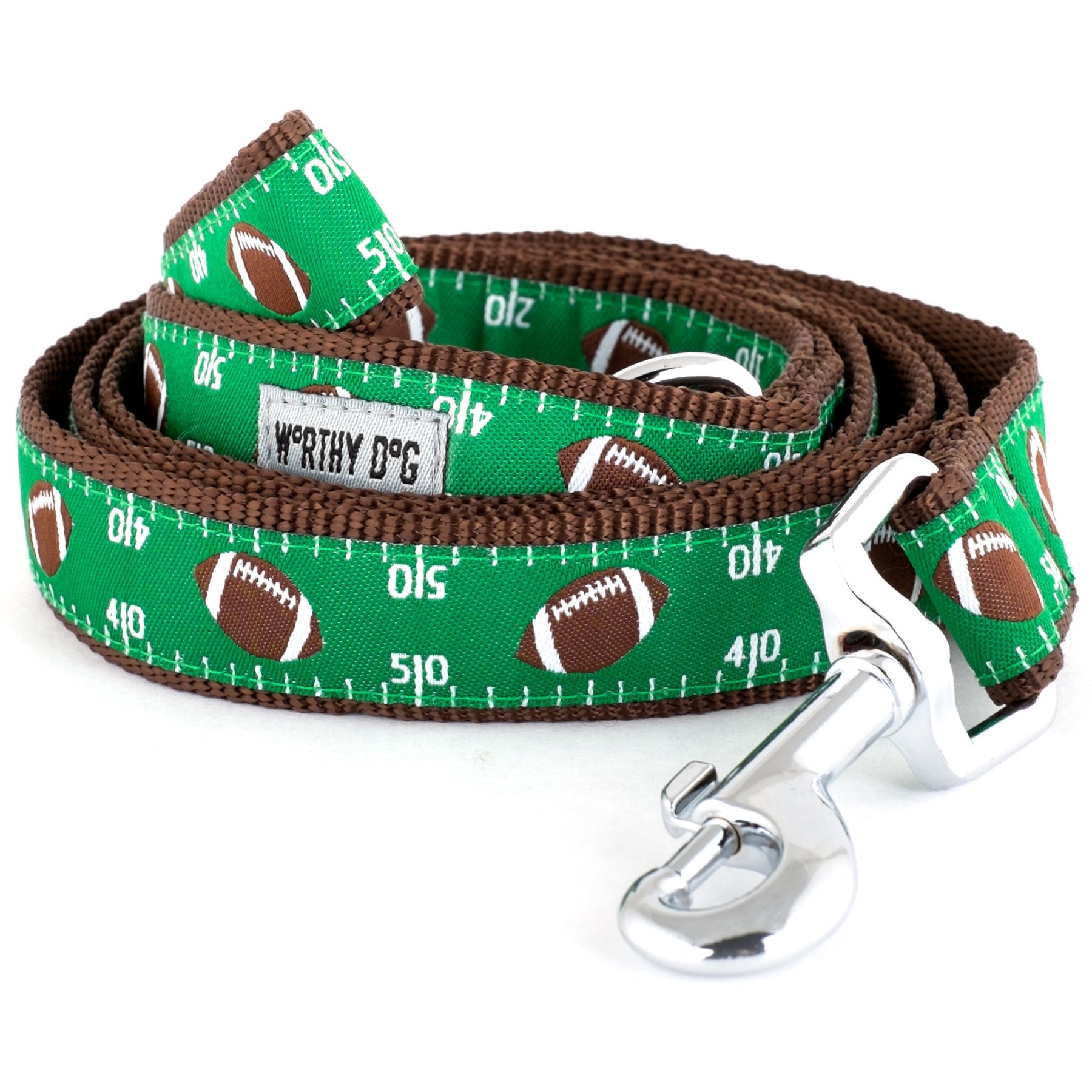 The Worthy Dog Football Field Dog Leash, Green, Large: 5-ft long, 1-in wide