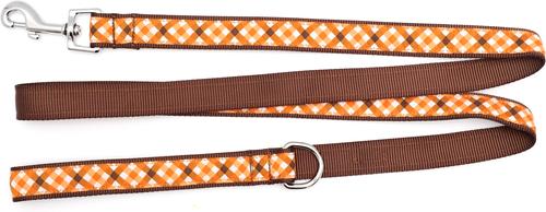 Show full view: The Worthy Dog Fall Check Dog Leash, Brown, Small: 5-ft long, 5/8-in wide slide 2 of 3