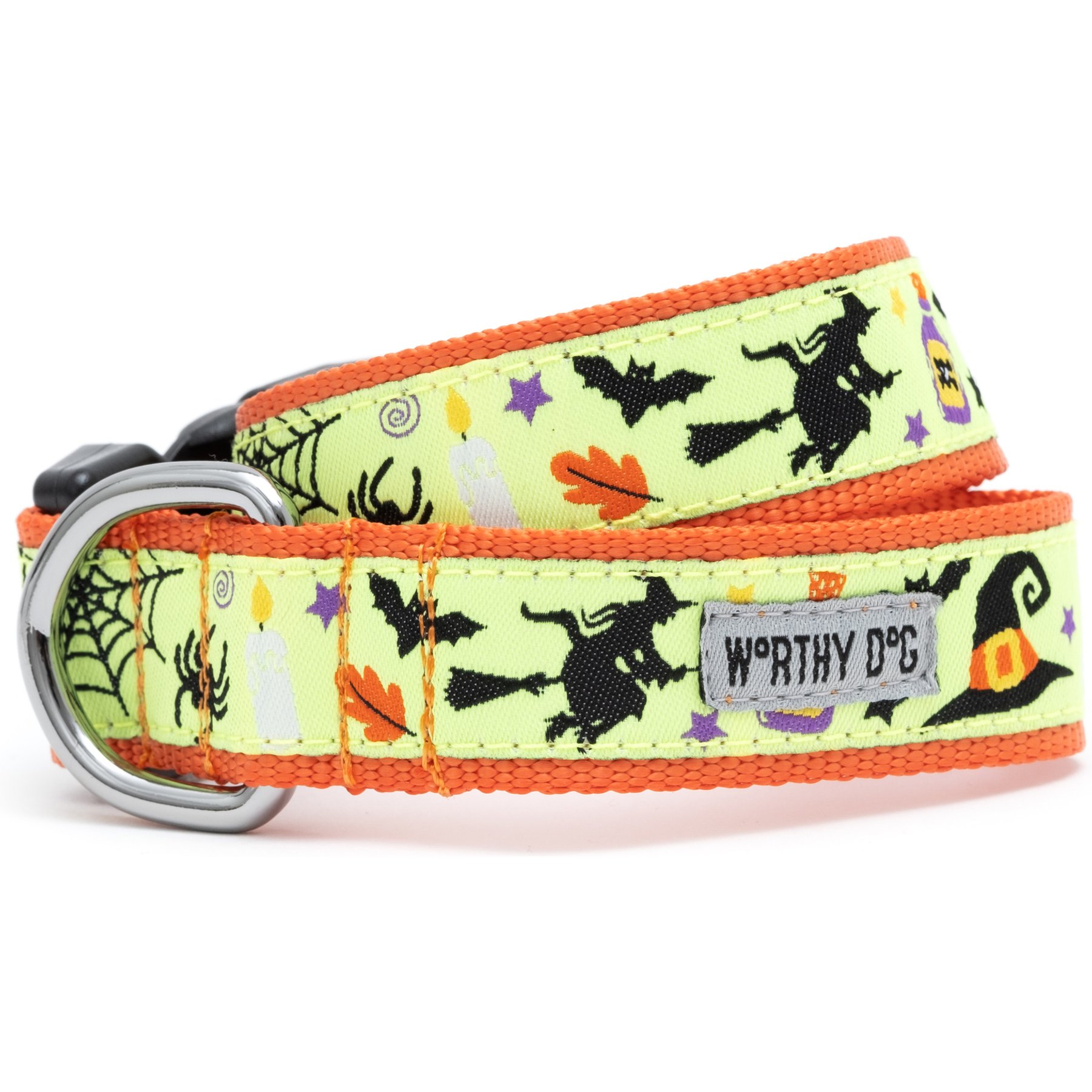 The Worthy Dog Witches Brew Dog Collar, Green, Medium: 11 to 17-in neck, 1-in wide