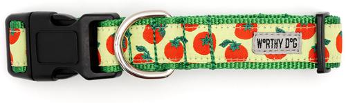 Show full view: The Worthy Dog Tomatoes Dog Collar, Green, Large: 14 to 20-in neck, 1-in wide slide 3 of 4