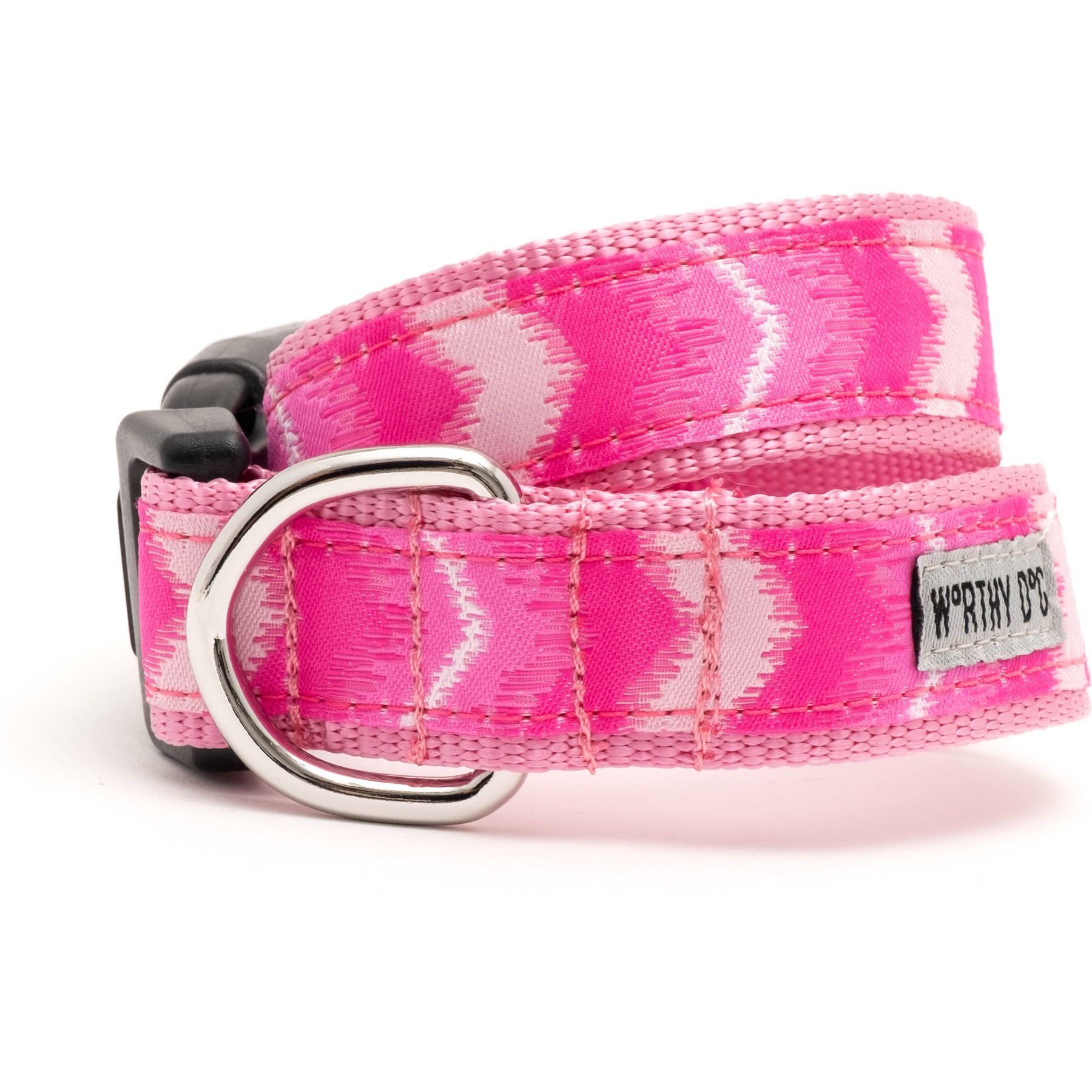 The Worthy Dog Ombre Dog Collar, Pink, X-Large: 17 to 23-in neck, 1-in wide