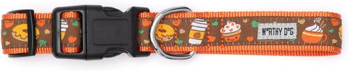 Show full view: The Worthy Dog Pumpkin Spice Dog Collar, Brown, Large: 14 to 20-in neck, 1-in wide slide 2 of 4