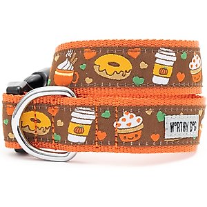 The Worthy Dog Pumpkin Spice Dog Collar, Brown, Large: 14 to 20-in neck, 1-in wide