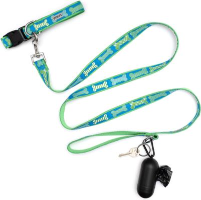 Show full view: The Worthy Dog Preppy Bones Dog Collar, Blue, Large: 14 to 20-in neck, 1-in wide slide 5 of 5