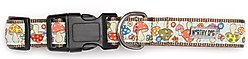 The Worthy Dog Mushrooms Dog Collar, Green, Medium: 11 to 17-in neck, 1-in wide slide 2 of 3