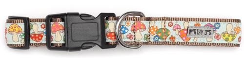 Show full view: The Worthy Dog Mushrooms Dog Collar, Green, X-Large: 17 to 23-in neck, 1-in wide slide 2 of 4