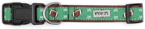 Show full view: The Worthy Dog Football Field Dog Collar, Green, X-Small: 5 to 11-in neck, 1/2-in wide slide 3 of 4