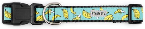 Show full view: The Worthy Dog Go Bananas Dog Collar, Blue, Small: 8 to 14-in neck, 5/8-in wide slide 2 of 3