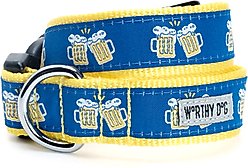 The Worthy Dog Cheers! Dog Collar, Blue, Medium: 11 to 17-in neck, 1-in wide