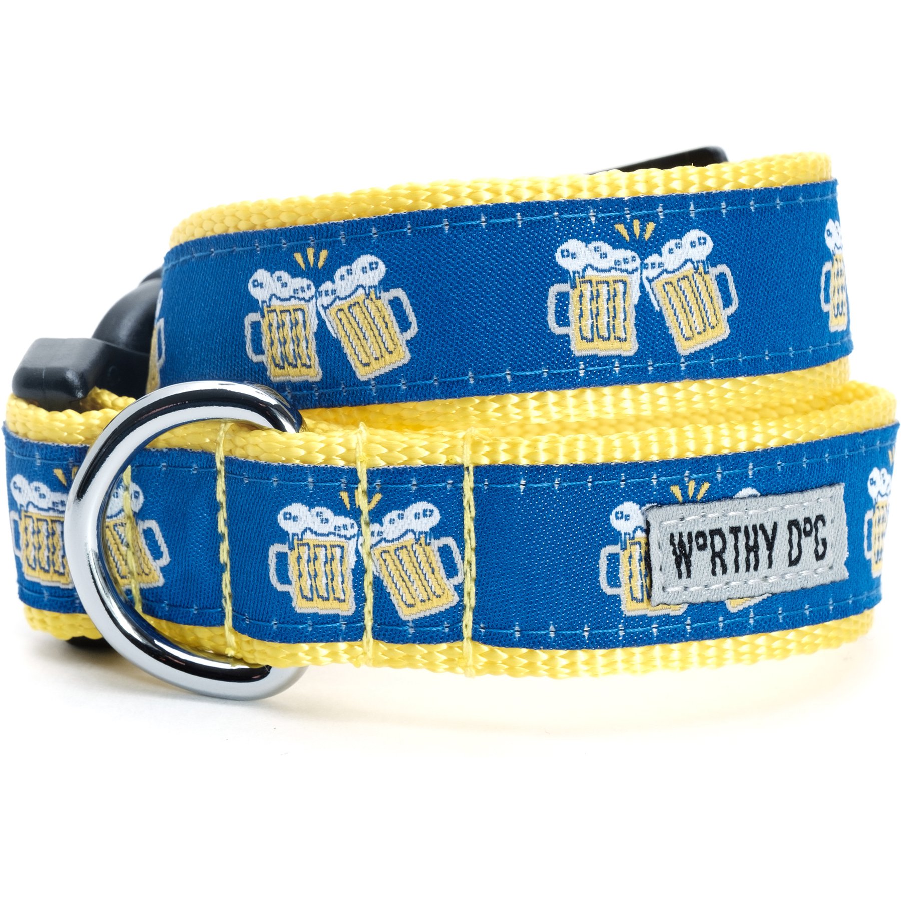 The Worthy Dog Cheers! Dog Collar, Blue, X-Large: 17 to 23-in neck, 1-in wide
