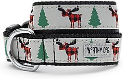 The Worthy Dog Buffalo Moose Dog Collar, Gray, Small: 8 to 14-in neck, 5/8-in wide