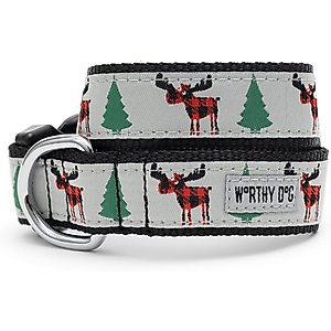 The Worthy Dog Buffalo Moose Dog Collar, Gray, Small: 8 to 14-in neck, 5/8-in wide