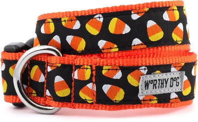 The Worthy Dog Candy Corn Dog Collar, Black, X-Small: 5 to 11-in neck, 1/2-in wide