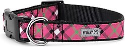 The Worthy Dog Bias Plaid Dog Collar, Pink, Large: 14 to 20-in neck, 1-in wide slide 2 of 3