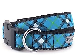 The Worthy Dog Bias Plaid Dog Collar, Blue, Medium: 11 to 17-in neck, 1-in wide