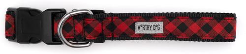 Show full view: The Worthy Dog Bias Buffalo Plaid Dog Collar, Red, Large: 14 to 20-in neck, 1-in wide slide 3 of 5