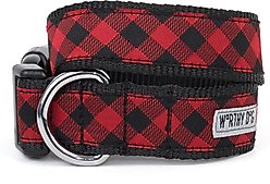 The Worthy Dog Bias Buffalo Plaid Dog Collar, Red, Large: 14 to 20-in neck, 1-in wide