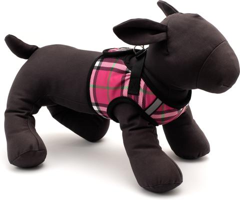 Show full view: The Worthy Dog Plaid Sidekick Dog Harness, Pink, Small: 15 to 18-in chest slide 2 of 3