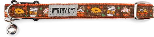 Show full view: The Worthy Dog Pumpkin Spice Cat Collar, Brown 9 to 11-in neck, 1/2-in wide slide 2 of 4