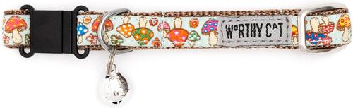 Show full view: The Worthy Dog Mushrooms Cat Collar, Green 9 to 11-in neck, 1/2-in wide slide 2 of 3