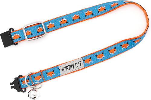 Show full view: The Worthy Dog Foxy Cat Collar, Blue 9 to 11-in neck, 1/2-in wide slide 3 of 3