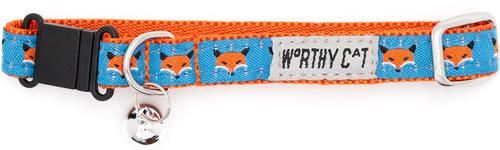 Show full view: The Worthy Dog Foxy Cat Collar, Blue 9 to 11-in neck, 1/2-in wide slide 2 of 3