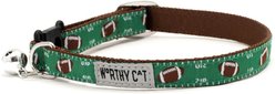 The Worthy Dog Football Field Cat Collar, Green 9 to 11-in neck, 1/2-in wide