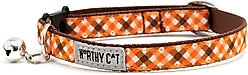 The Worthy Dog Fall Check Cat Collar, Brown 9 to 11-in neck, 1/2-in wide