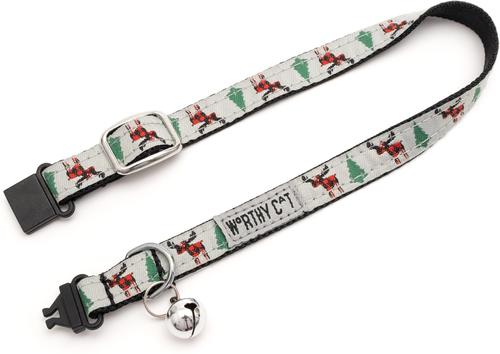 Show full view: The Worthy Dog Buffalo Moose Cat Collar, Gray 9 to 11-in neck, 1/2-in wide slide 3 of 3