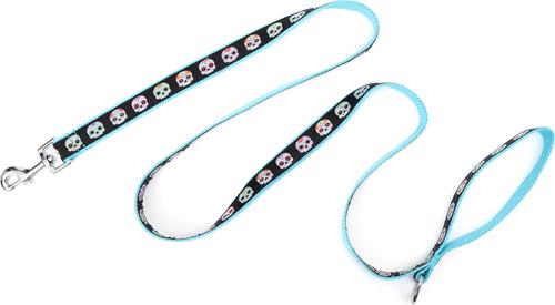 Show full view: The Worthy Dog Skeletons Dog Leash, Black, Large: 5-ft long, 1-in wide slide 2 of 3