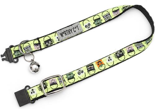 Show full view: The Worthy Dog Tricks for Treats Cat Collar, Green 9 to 11-in neck, 1/2-in wide slide 3 of 3