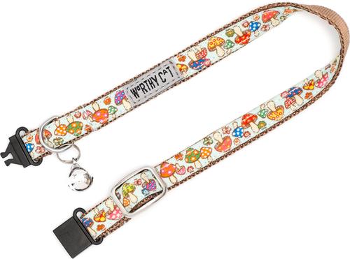 Show full view: The Worthy Dog Mushrooms Cat Collar, Green 9 to 11-in neck, 1/2-in wide slide 3 of 3