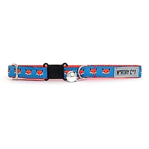 The Worthy Dog Foxy Cat Collar, Blue 9 to 11-in neck, 1/2-in wide