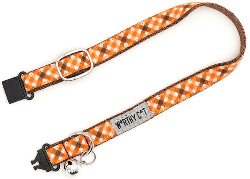 Show full view: The Worthy Dog Fall Check Cat Collar, Brown 9 to 11-in neck, 1/2-in wide slide 3 of 3