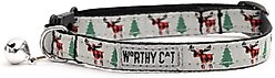 The Worthy Dog Buffalo Moose Cat Collar, Gray 9 to 11-in neck, 1/2-in wide