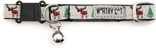 Show full view: The Worthy Dog Buffalo Moose Cat Collar, Gray 9 to 11-in neck, 1/2-in wide slide 2 of 3