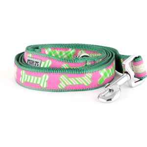 The Worthy Dog Preppy Bones Dog Leash, Pink, Small: 5-ft long, 5/8-in wide