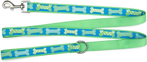 Show full view: The Worthy Dog Preppy Bones Dog Leash, Blue, Large: 5-ft long, 1-in wide slide 3 of 4