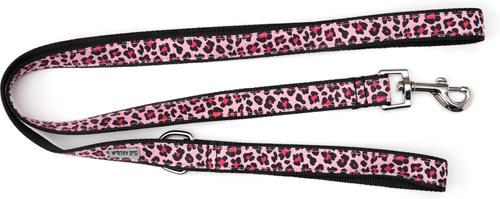 Show full view: The Worthy Dog Leopard Dog Leash, Pink, Small: 5-ft long, 5/8-in wide slide 3 of 4