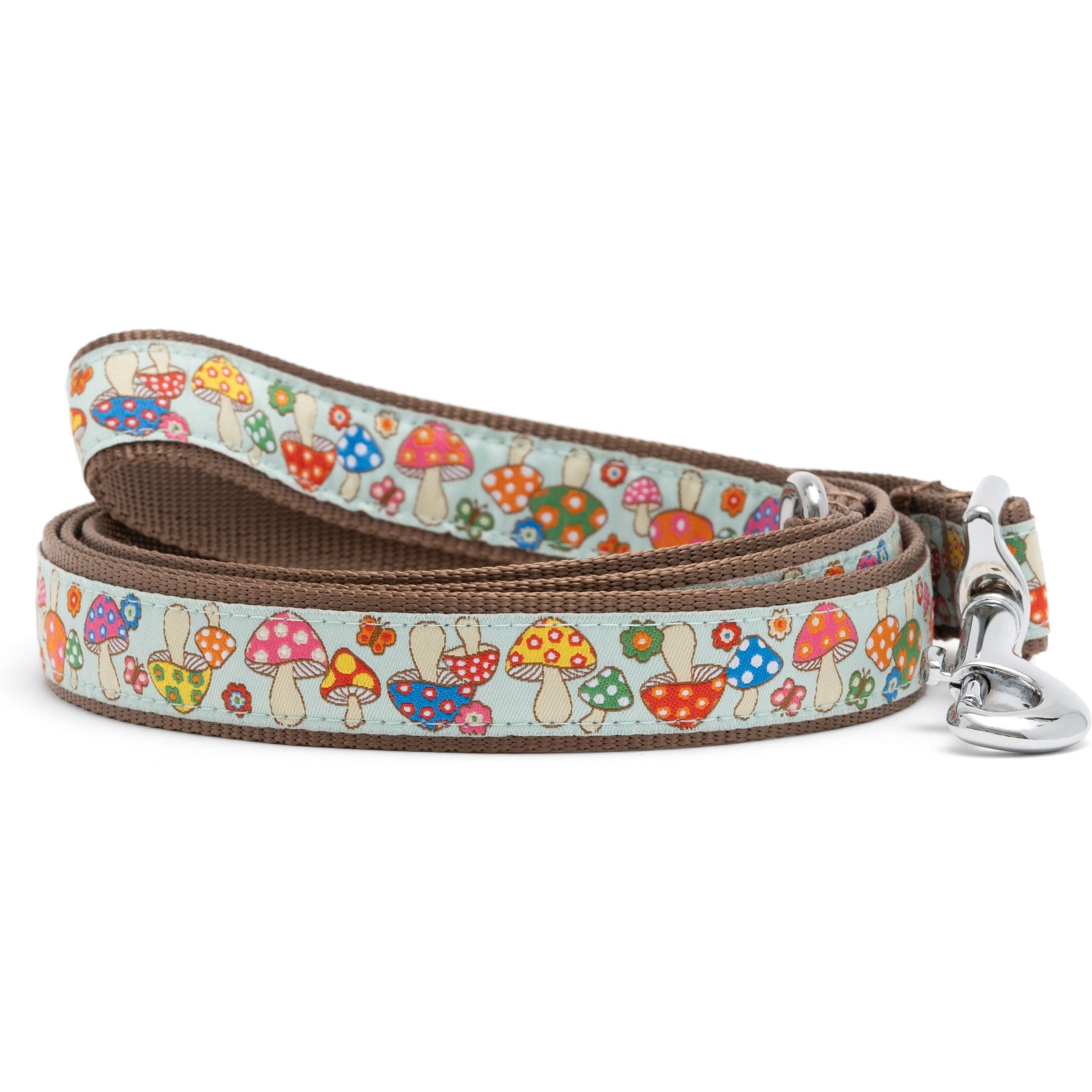 The Worthy Dog Mushrooms Dog Leash, Green, Small: 5-ft long, 5/8-in wide