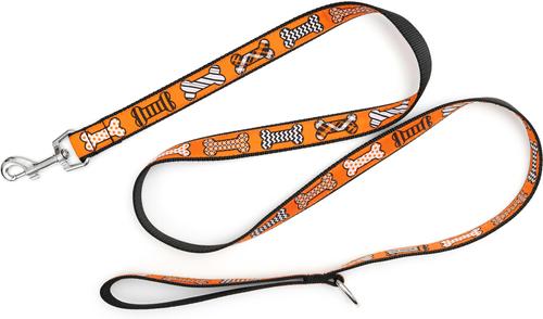 Show full view: The Worthy Dog Halloween Bones Dog Leash, Orange, Large: 5-ft long, 1-in wide slide 2 of 3