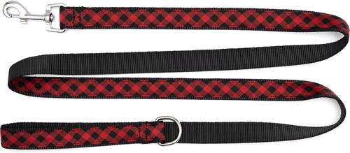 Show full view: The Worthy Dog Bias Buffalo Plaid Dog Leash, Red, Large: 5-ft long, 1-in wide slide 3 of 4