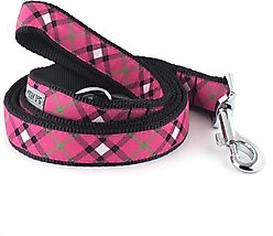 The Worthy Dog Bias Plaid Dog Leash, Pink, Large: 5-ft long, 1-in wide
