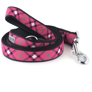 The Worthy Dog Bias Plaid Dog Leash, Pink, Large: 5-ft long, 1-in wide