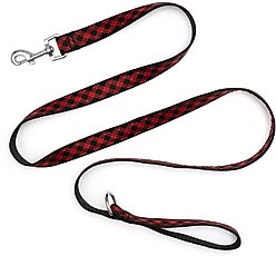 The Worthy Dog Bias Buffalo Plaid Dog Leash, Red, Large: 5-ft long, 1-in wide slide 2 of 4