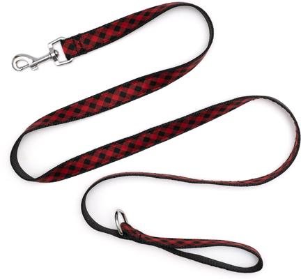 Show full view: The Worthy Dog Bias Buffalo Plaid Dog Leash, Red, Large: 5-ft long, 1-in wide slide 2 of 4