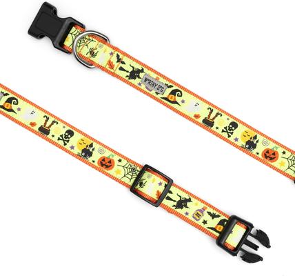 Show full view: The Worthy Dog Witches Brew Dog Collar, Green, Large: 14 to 20-in neck, 1-in wide slide 3 of 3