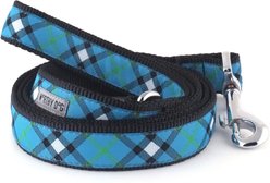 The Worthy Dog Bias Plaid Dog Leash, Blue, Large: 5-ft long, 1-in wide